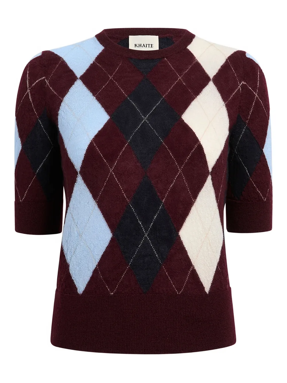 Khaite Diamond-pattern Short-sleeve Top In Brown