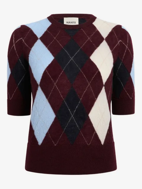 KHAITE diamond-pattern short-sleeve top
