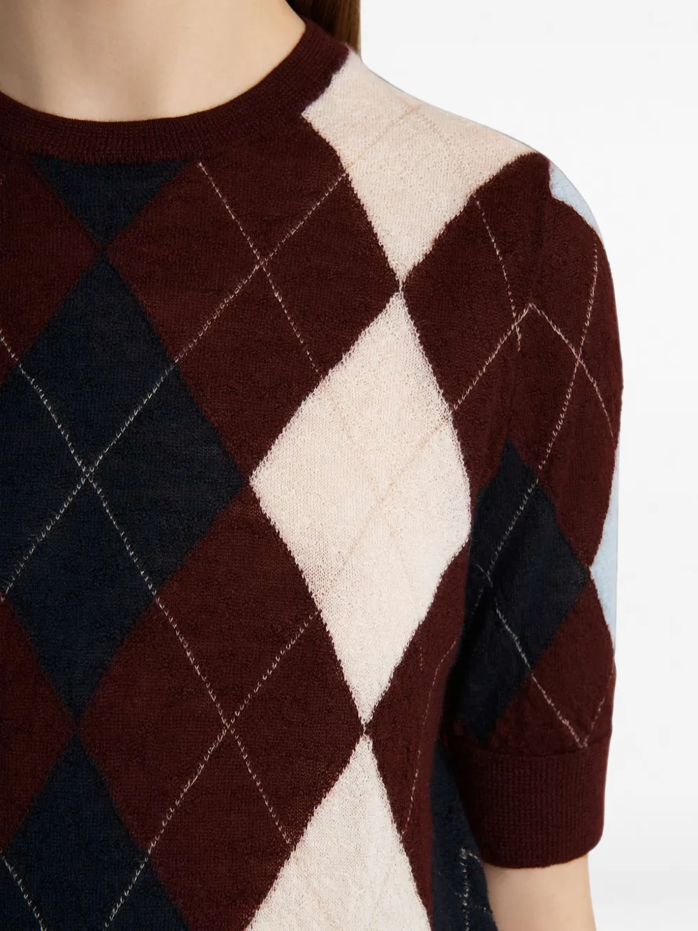 KHAITE Top met korte mouwen en diamantpatroon Rood