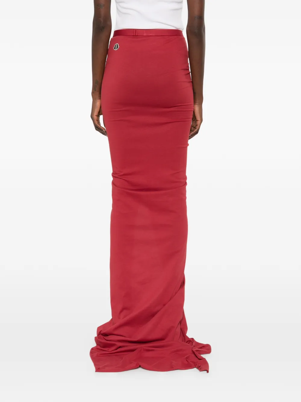 Moncler x Rick Owens jersey maxi-rok met trekkoord en split Rood