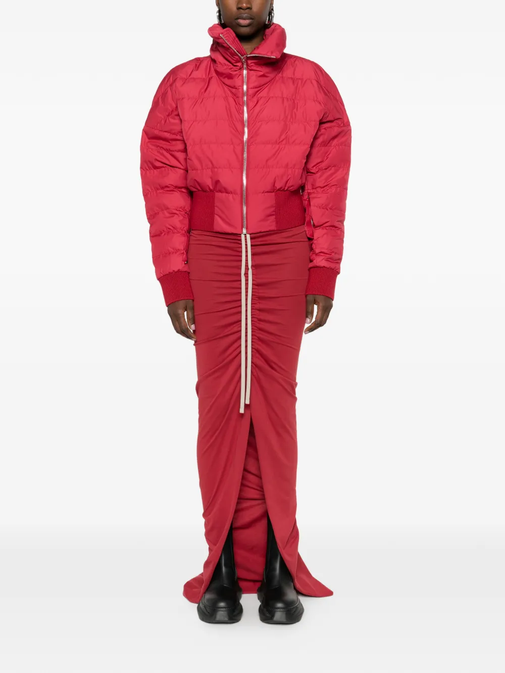 Moncler Cropped jack met trechterhals Rood