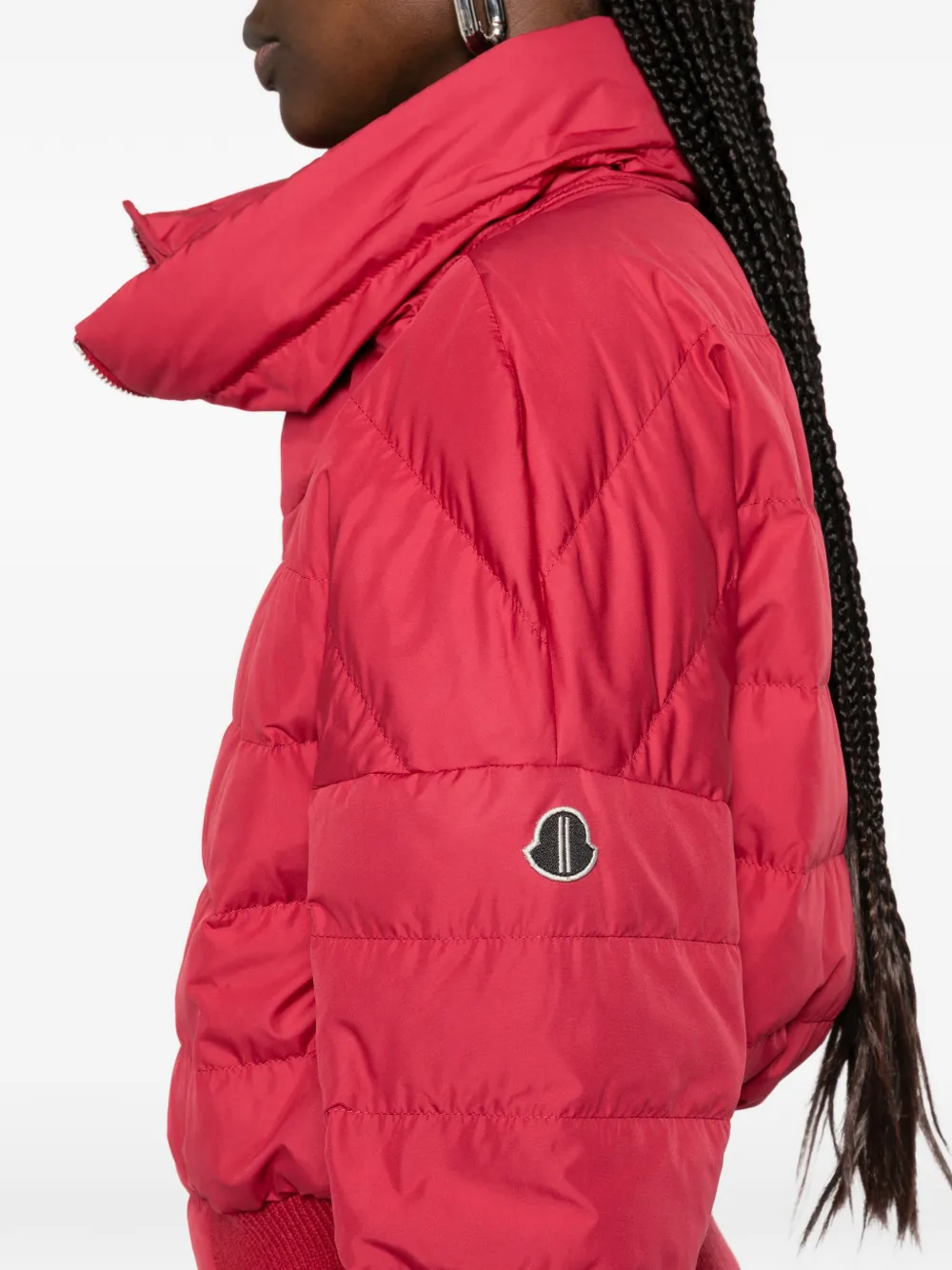 Moncler Cropped jack met trechterhals Rood