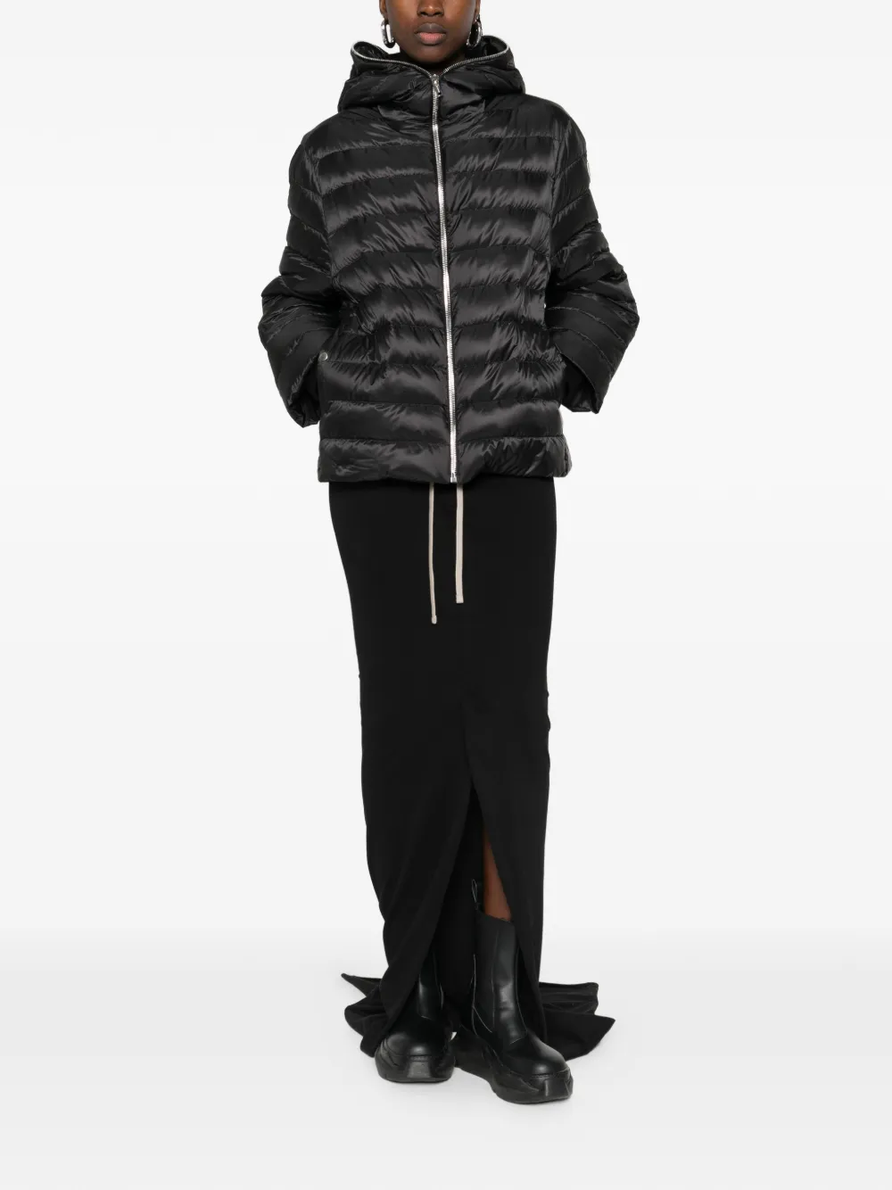 Moncler x Rick Owens gestreepte gebreide maxi-rok Zwart