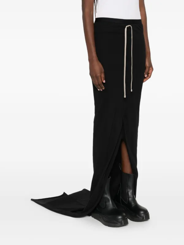 Moncler + Rick Owens ストライプ ロングスカート | ブラック