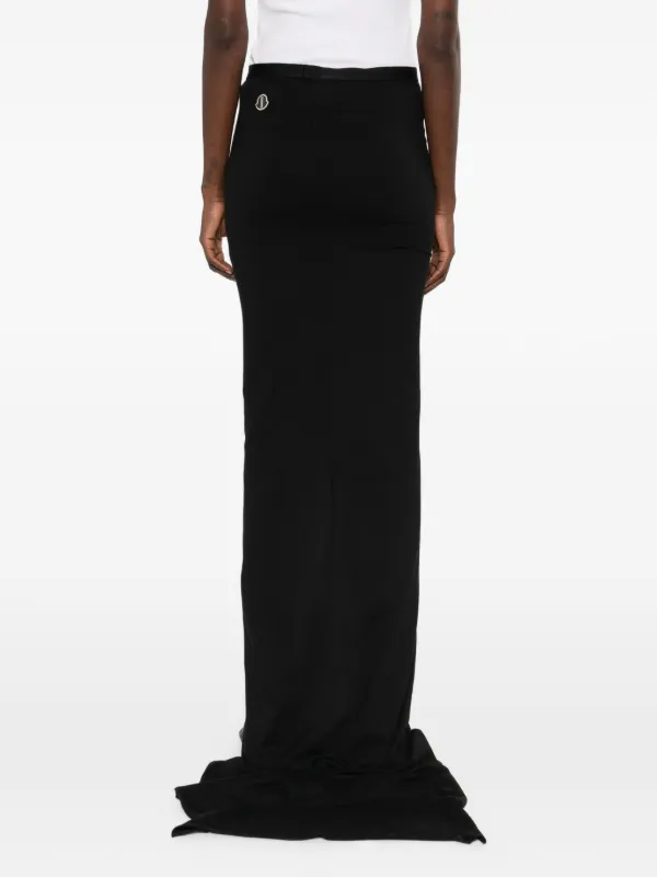 Moncler + Rick Owens ストライプ ロングスカート | ブラック