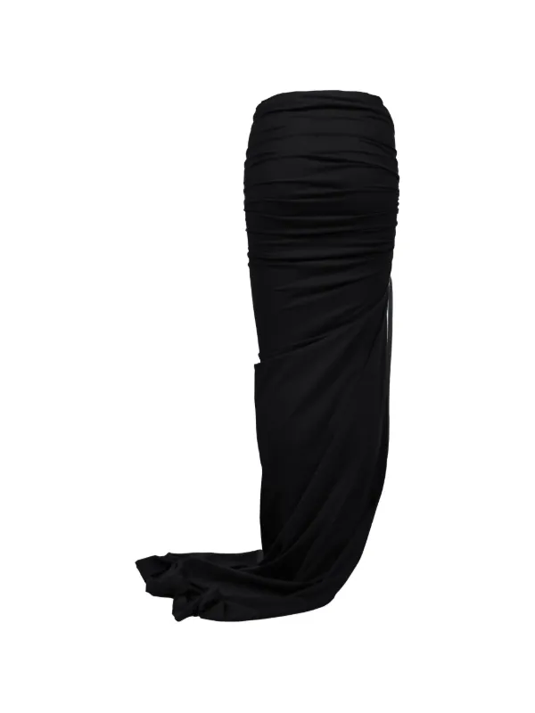 Moncler x Rick Owens ストライプ ロングスカート | ブラック
