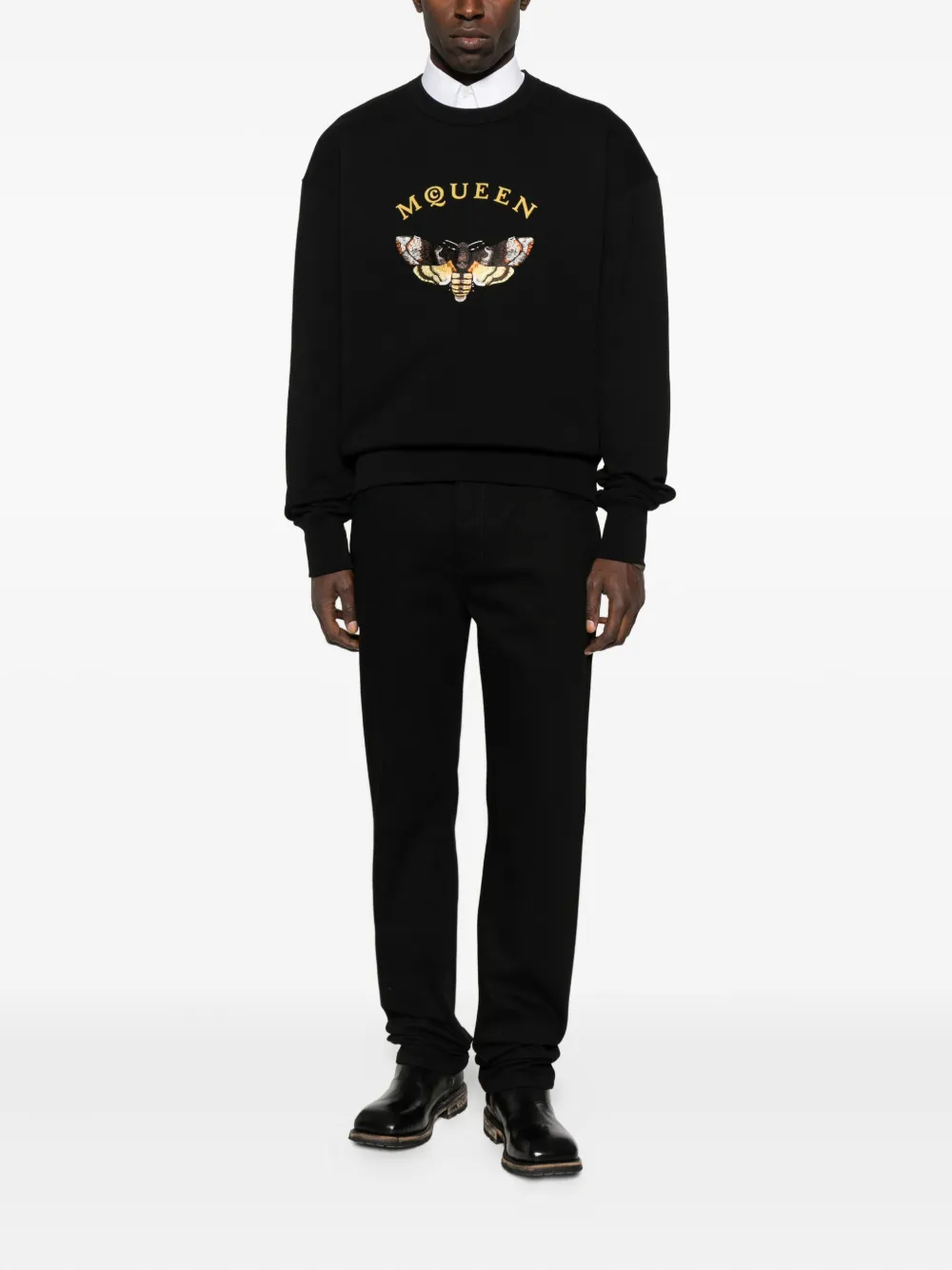 Alexander Mcqueen Moth-motif Cotton Sweatshirt In Black
