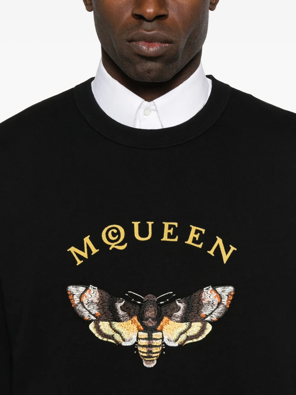 Alexander Mcqueen Moth-motif Cotton Sweatshirt In Black