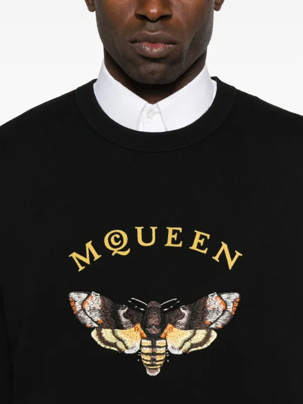 Alexander McQueen Moth-motif Cotton Sweatshirt | Black | FARFETCH