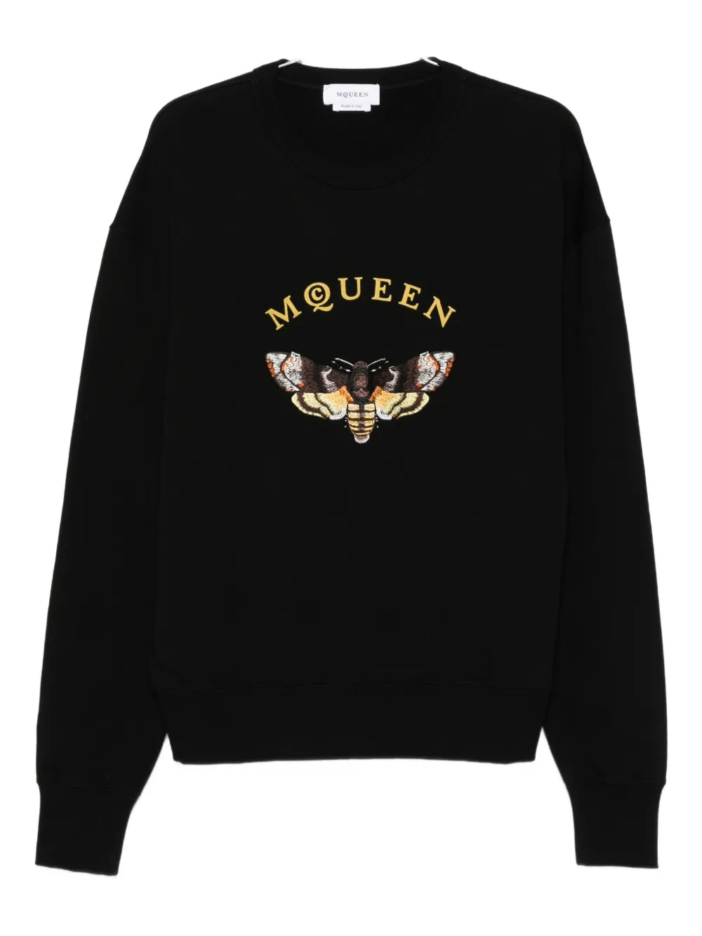 Alexander Mcqueen Moth-motif Cotton Sweatshirt In Black