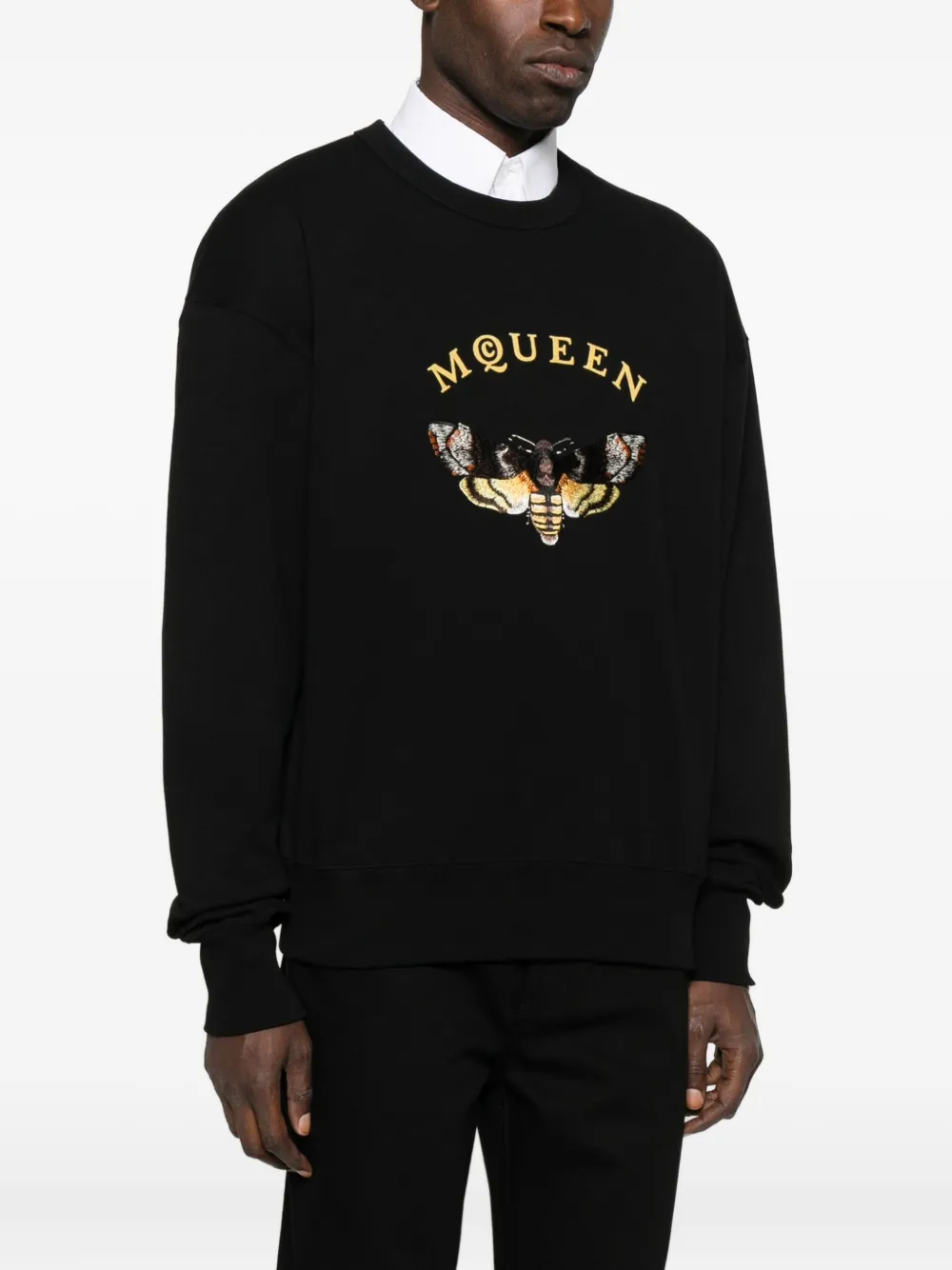 Alexander Mcqueen Moth-motif Cotton Sweatshirt In Black