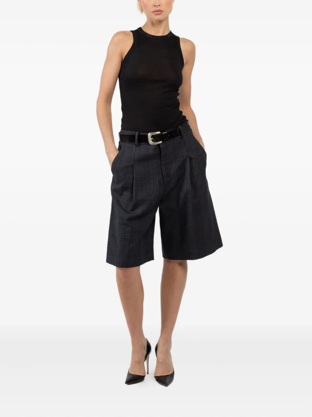 Smythe Geruite shorts met plooidetail - Grijs