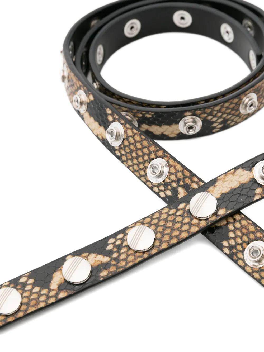 The Attico Riem met slangenprint en studs - Zwart