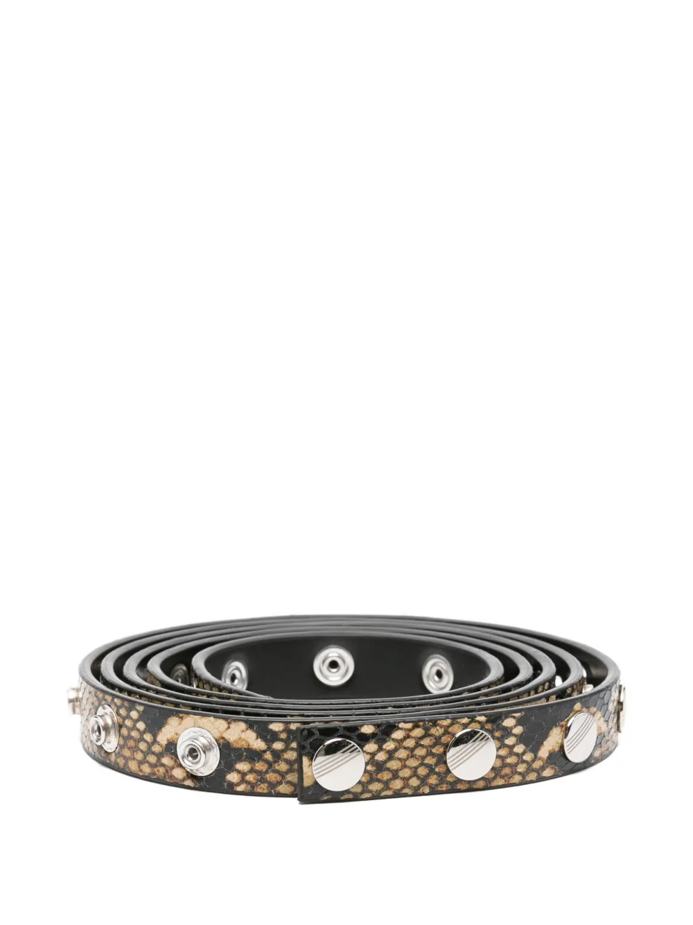 The Attico Riem met slangenprint en studs Zwart