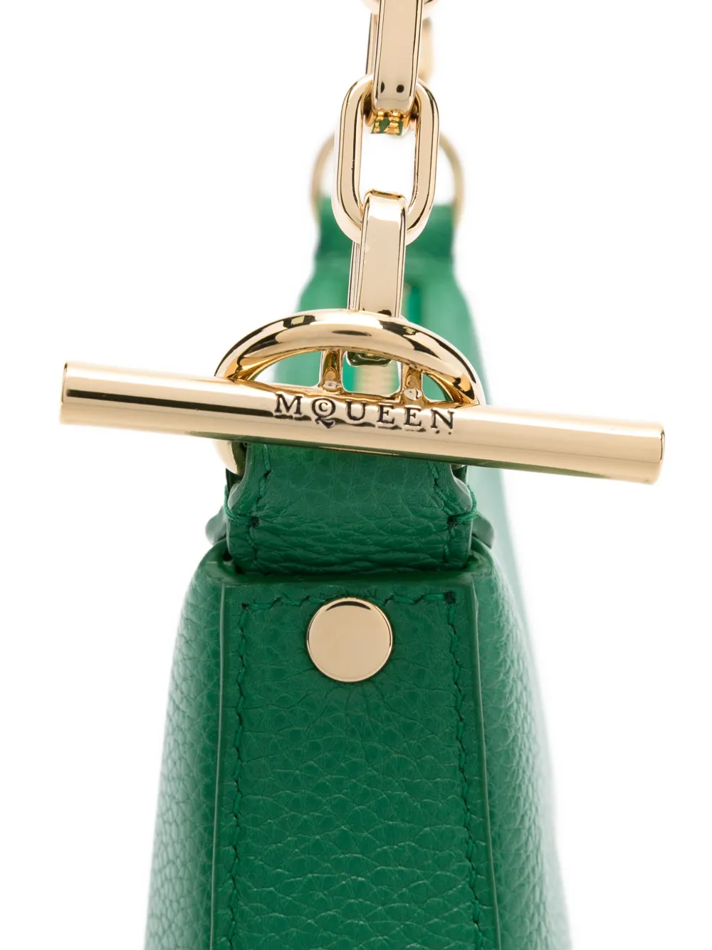 Alexander McQueen Leren shopper met T-bar en kettinghengsel Groen