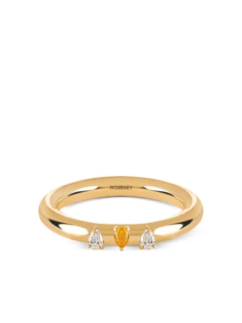 ROSEKEY 18kt Fairy Gelbgoldring mit Diamant und Saphir