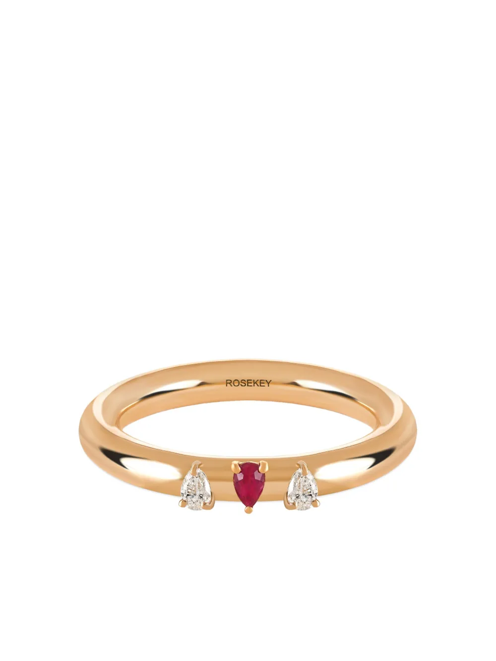 ROSEKEY 18K rose gold ruby diamond ring
