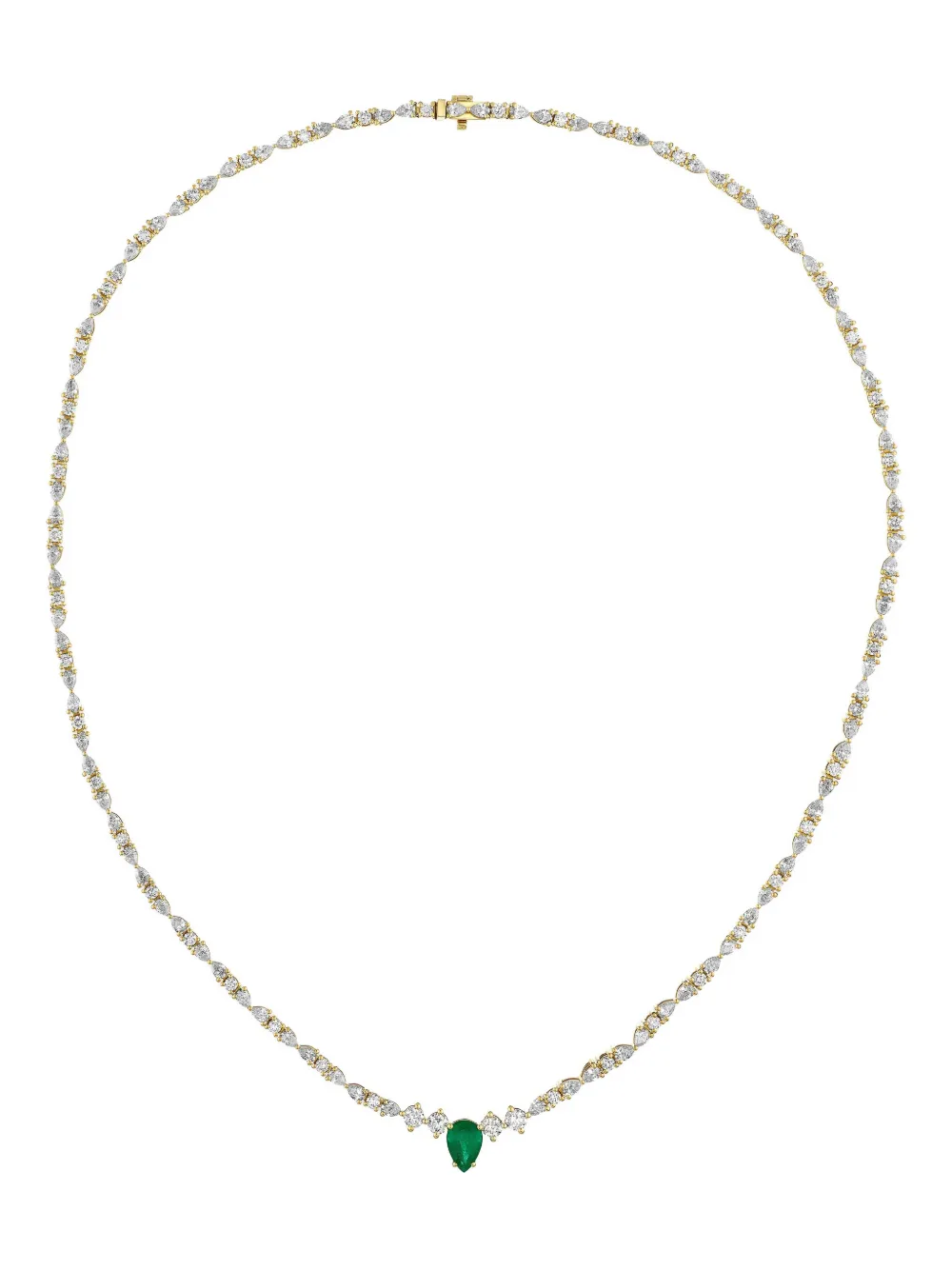 ROSEKEY 18K yellow gold emerald diamond necklace