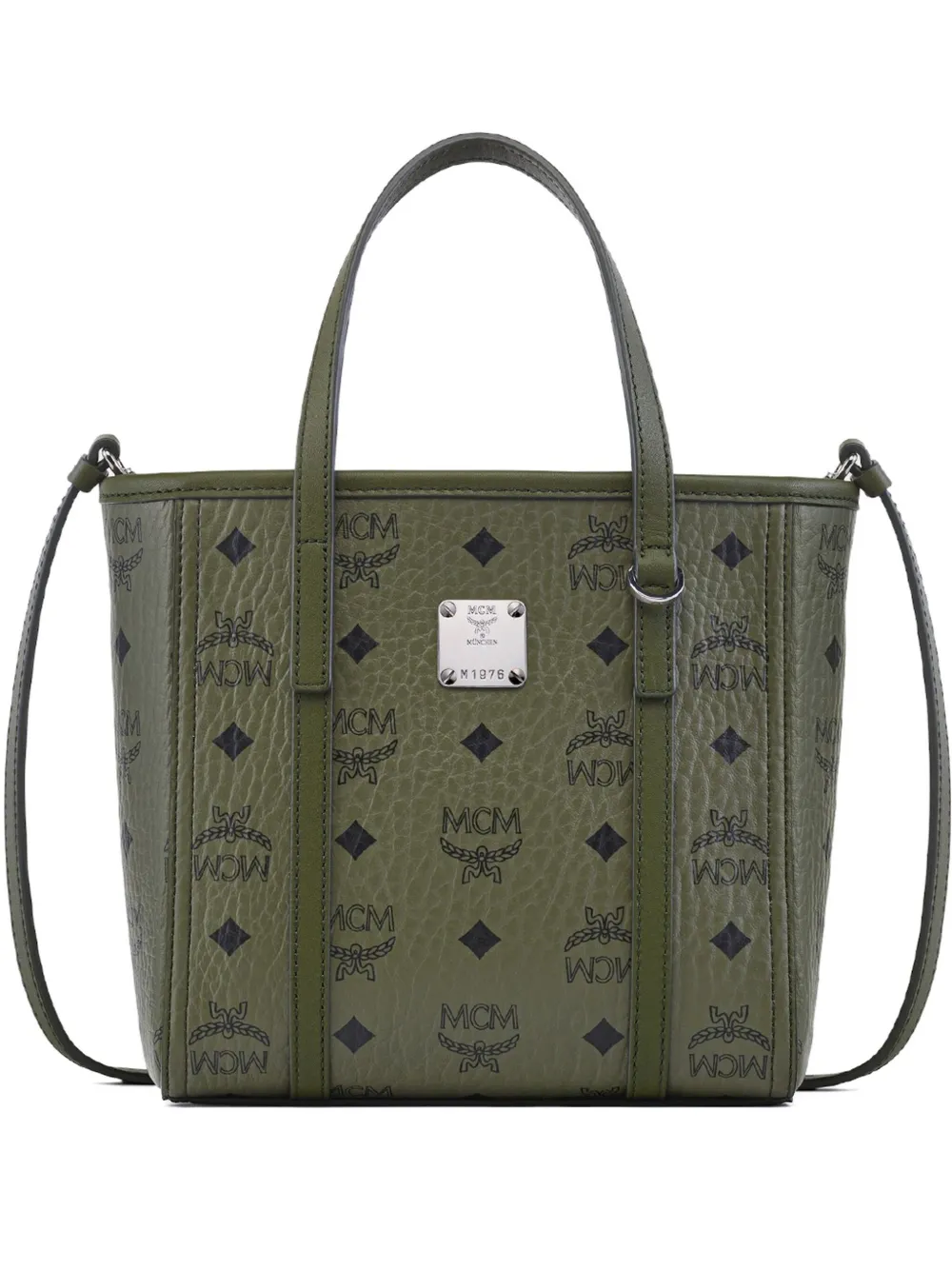 MCM Toni mini-shopper met monogram en rits aan de bovenkant Groen