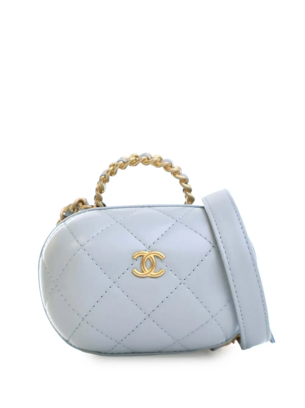 CHANEL Pre-Owned 2021 マトラッセ ラムスキン ココマーク バブル バニティケースウィズチェーン サッチェルバッグ - CHANEL Pre-Owned 2021 マトラッセ ラムスキン ココマーク バブル バニティケースウィズチェーン サッチェルバッグ -