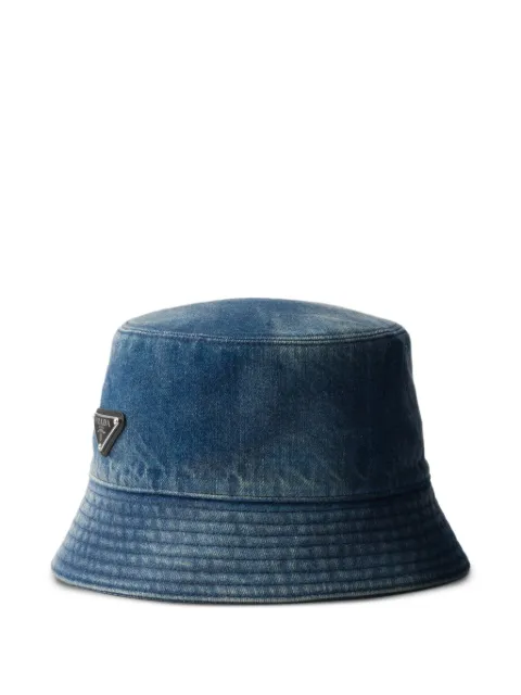 Prada triangle-logo denim bucket hat