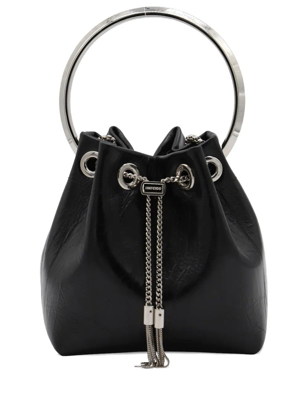 Jimmy Choo ring-handle drawstring bag Zwart