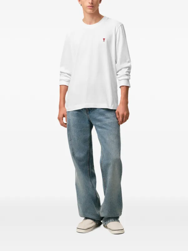 AMI PARIS Ami De Coeur 長袖コットン Tシャツ　アミパリス AMI Paris Ami De Coeur organic-cotton T-shirt | White | FARFETCH