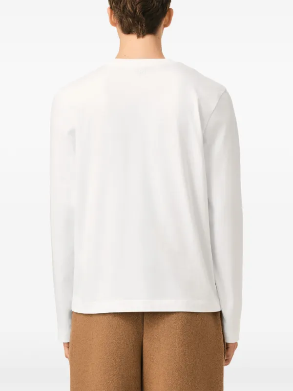 AMI Paris White Cotton Longsleeves t-shirt With Ami De Coeur
