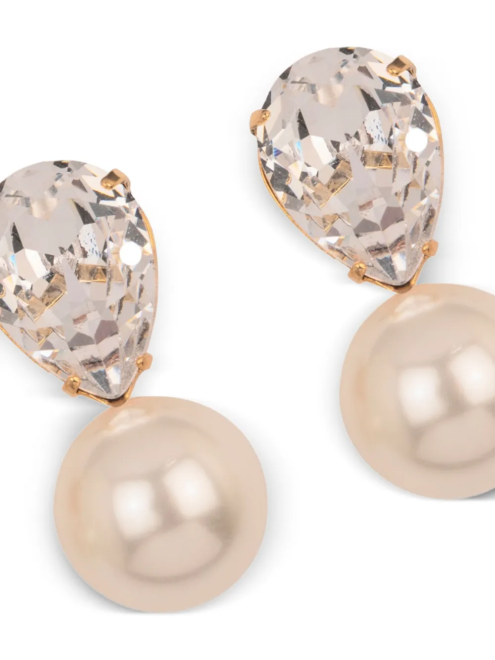 Jennifer Behr Oorbellen met kristallen en parels - Beige