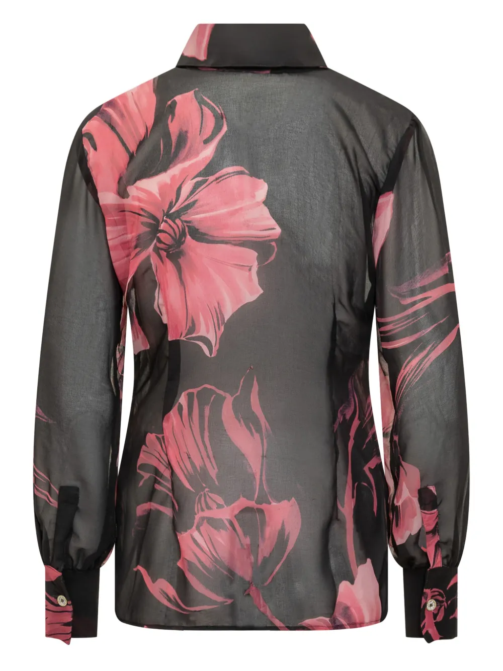 CHIARA BONI La Petite Robe Maja floral-print ruffled shirt Zwart