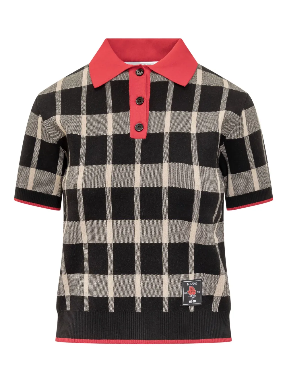 MSGM checked polo top Zwart