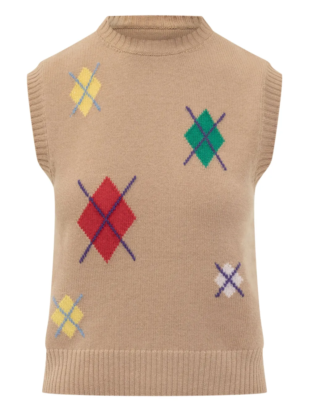 MSGM diamond-pattern sleeveless top Beige