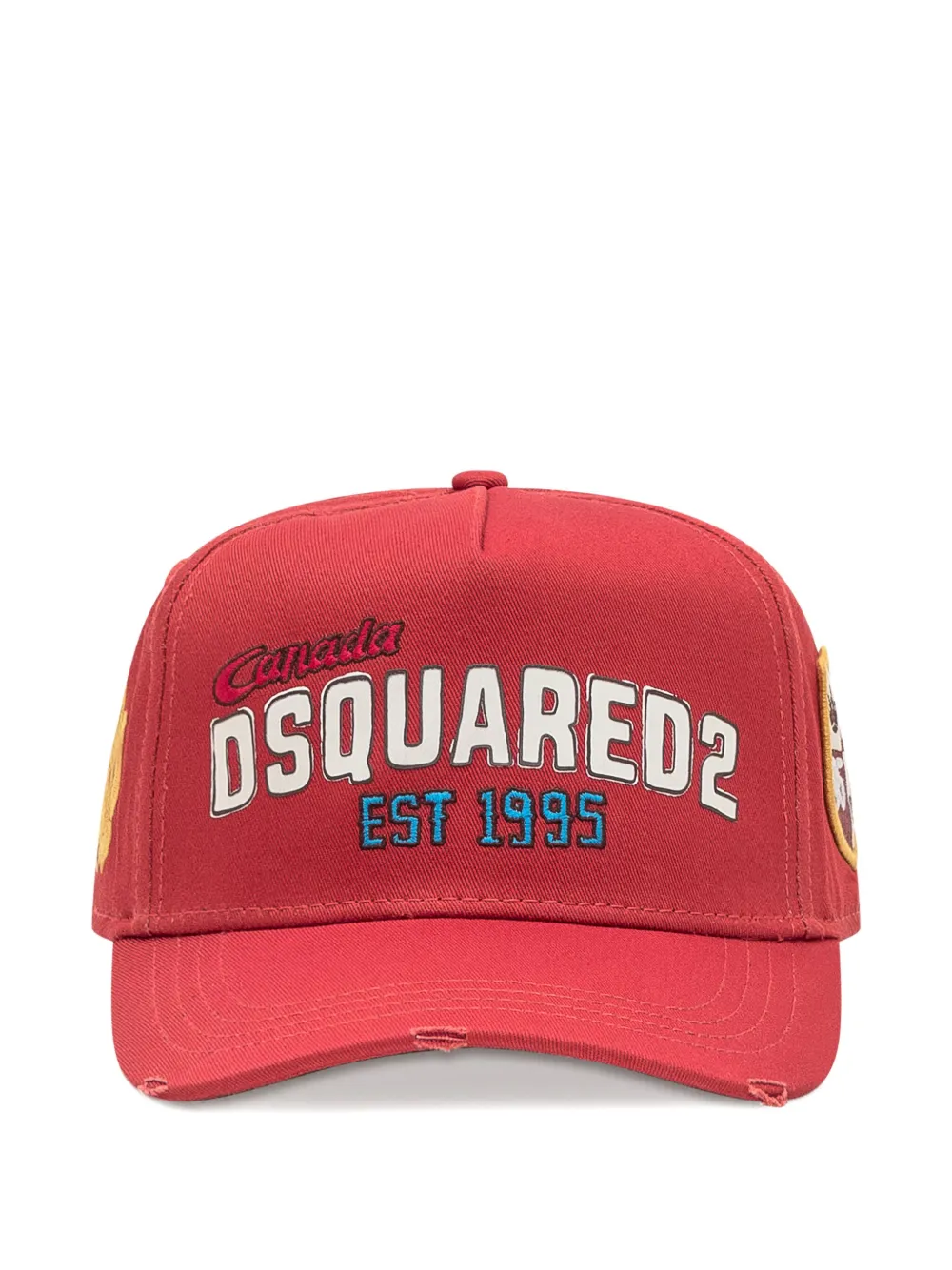 DSQUARED2 logo-print distressed baseball cap Rood
