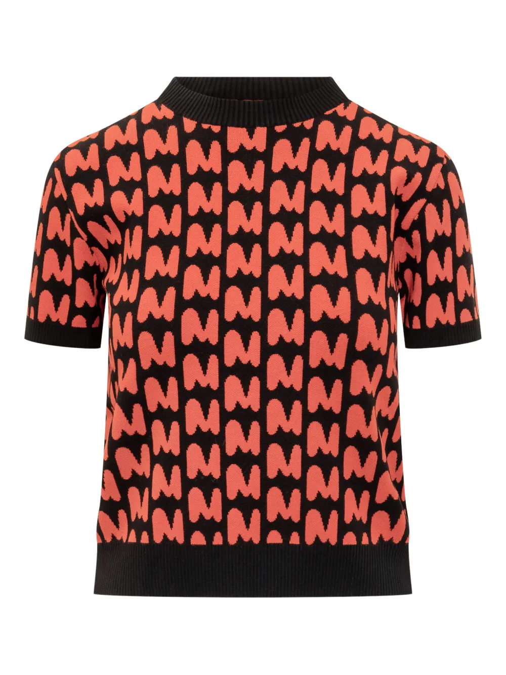 MSGM logo-jacquard short-sleeve sweater Zwart