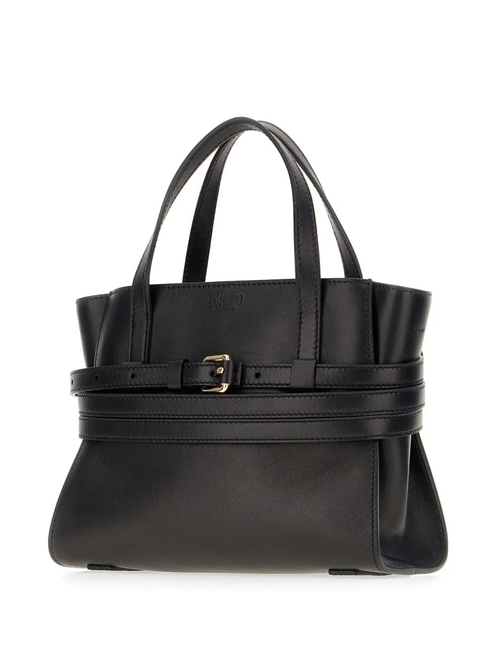 Moschino Tie Me leren schoudertas Zwart