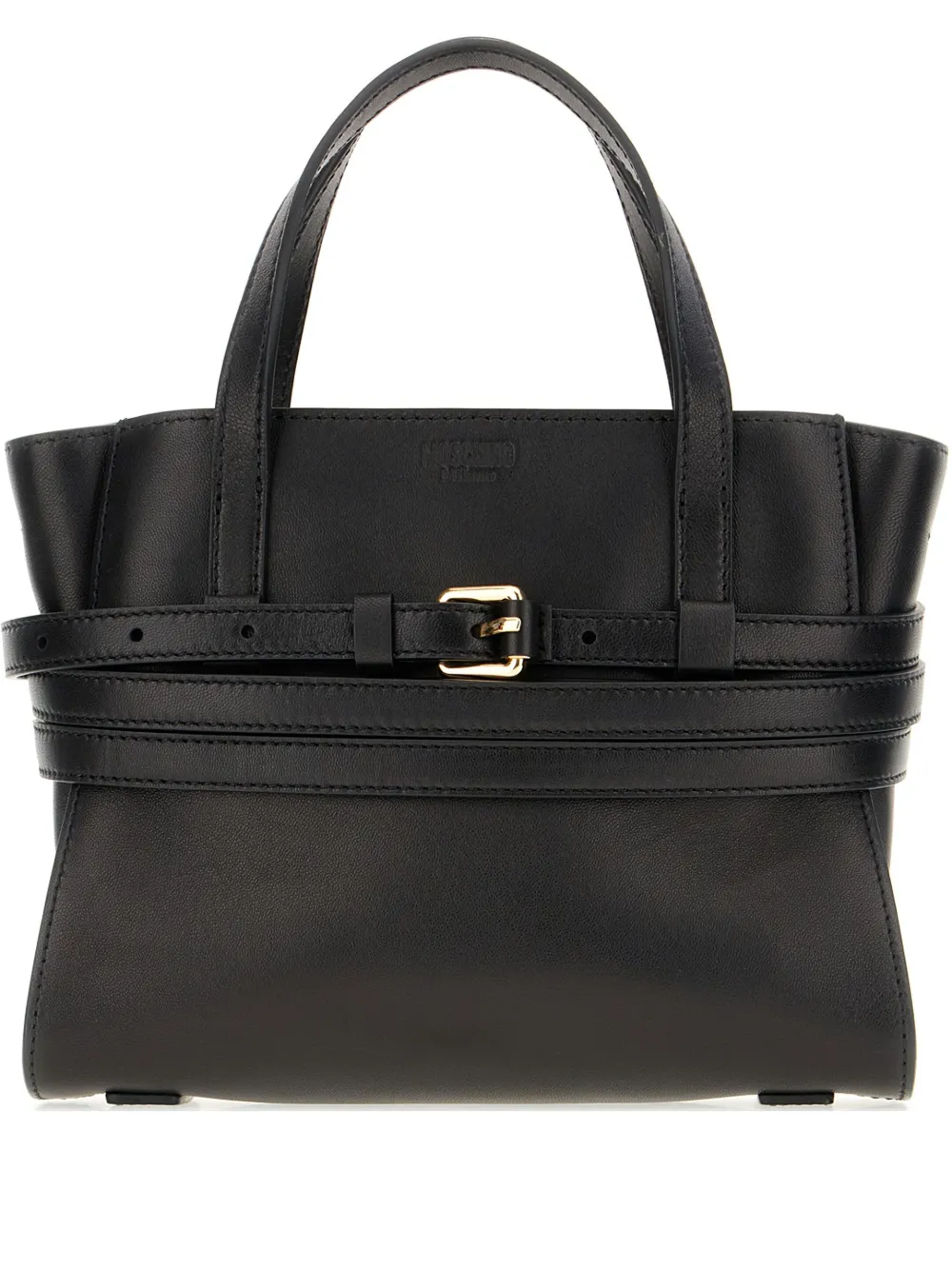 Moschino Tie Me leren schoudertas Zwart