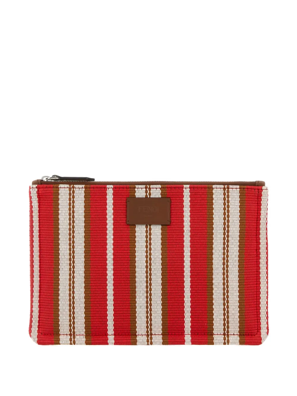 FENDI small striped canvas clutch Rood