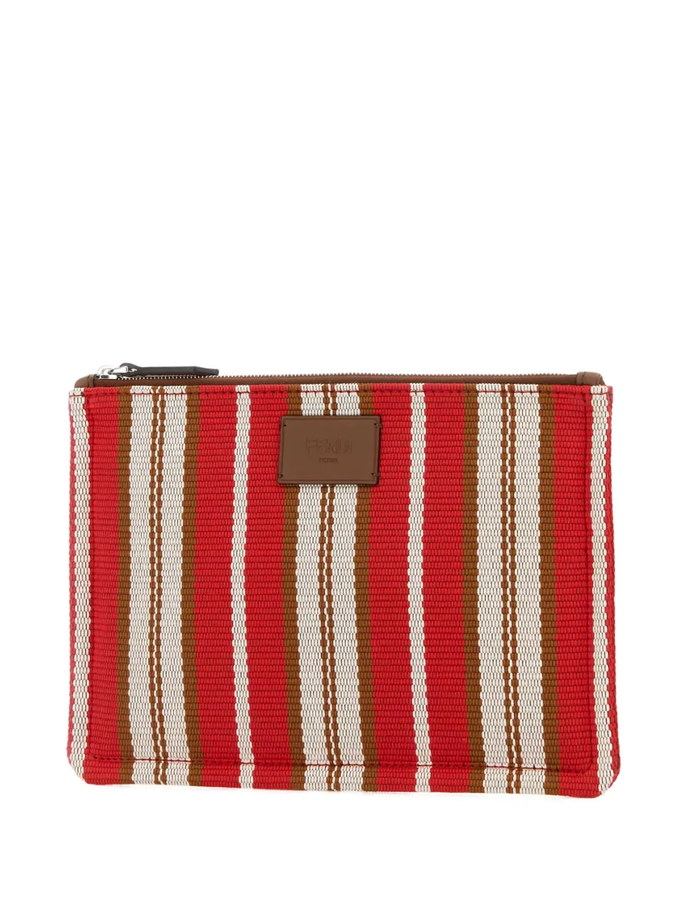 FENDI Kleine gestreepte canvas clutch Rood