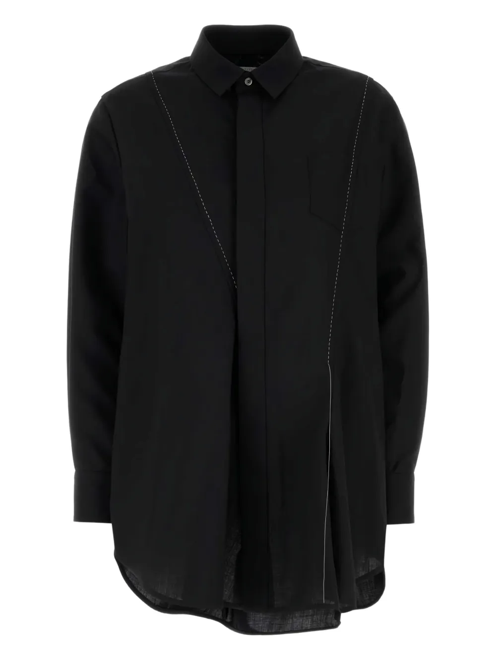 sacai contrast-stitch shirt - ブラック sacai contrast-stitch shirt - ブラック