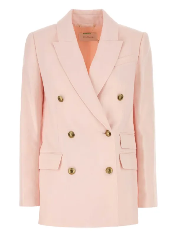 ZIMMERMANN Doppelreihiger Crush Blazer Aus Leinen Rosa FARFETCH DE - Main Image