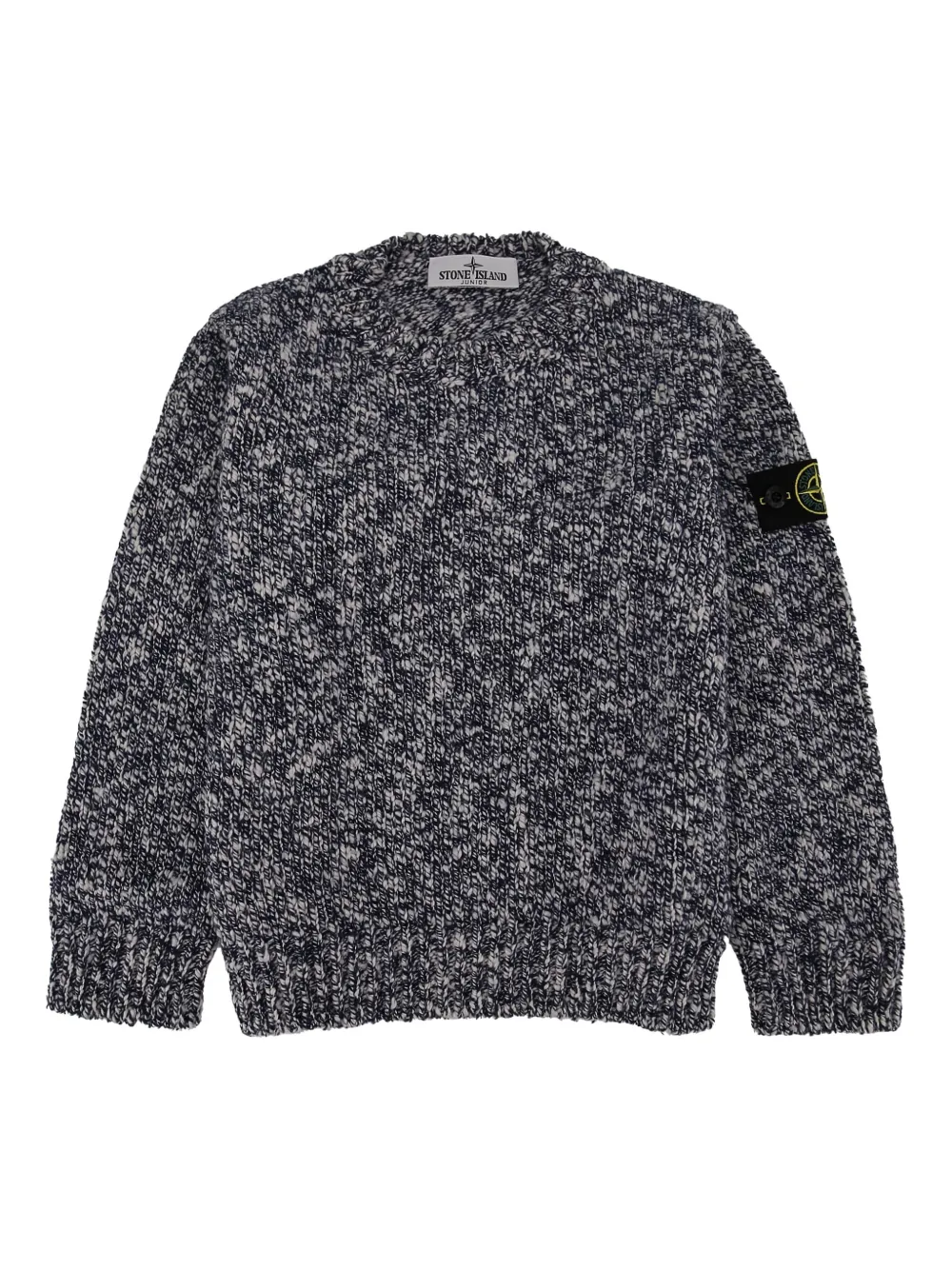 Stone Island Junior mélange crew-neck sweater Zwart