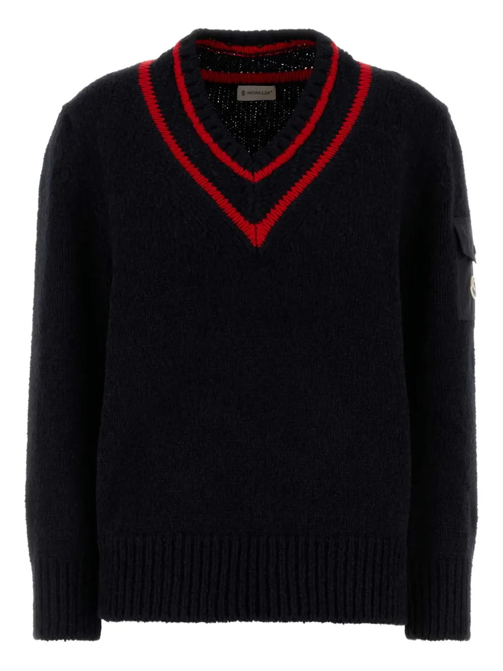 Moncler V-neck patch-pocket jumper Zwart
