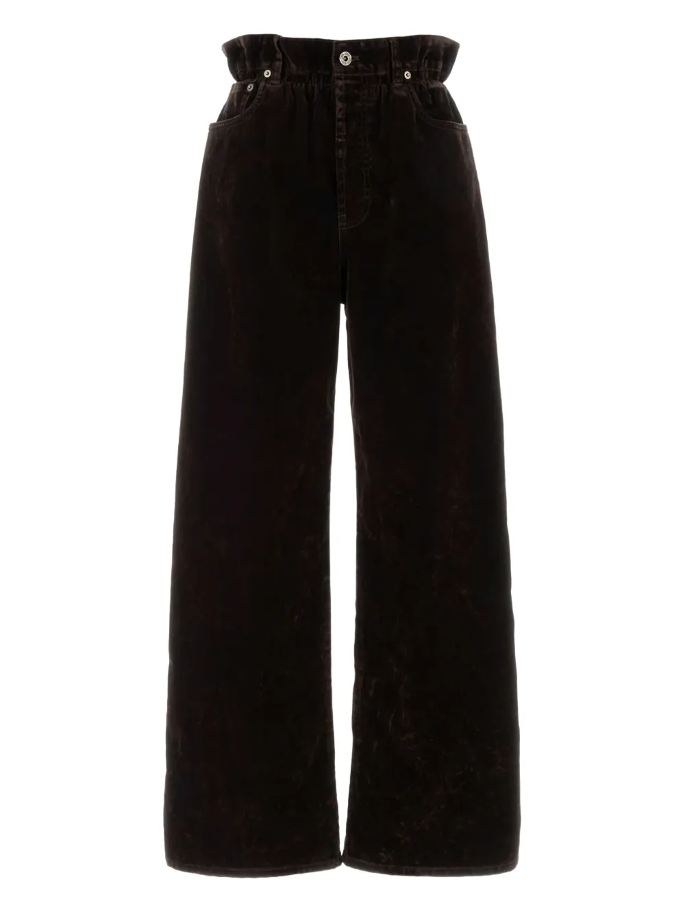 Miu elastic-waist velvet trousers Bruin