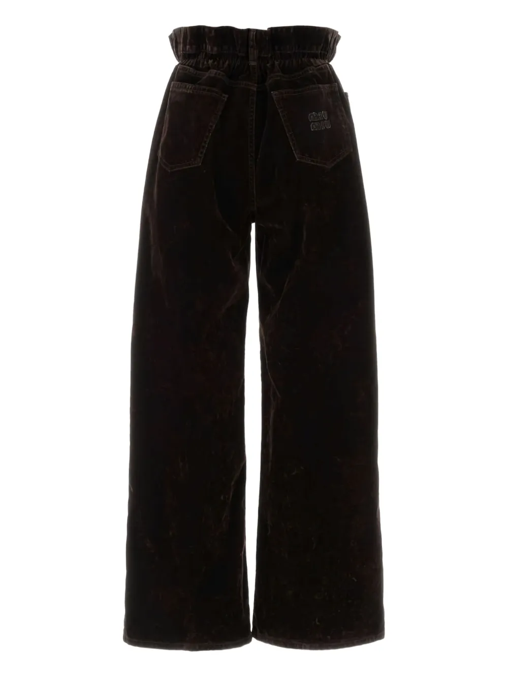 Miu elastic-waist velvet trousers Bruin