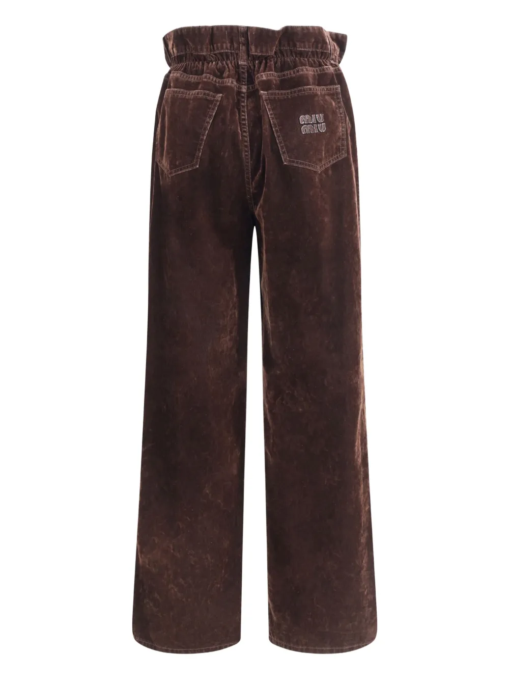 Miu Fluwelen broek met elastische taille Bruin
