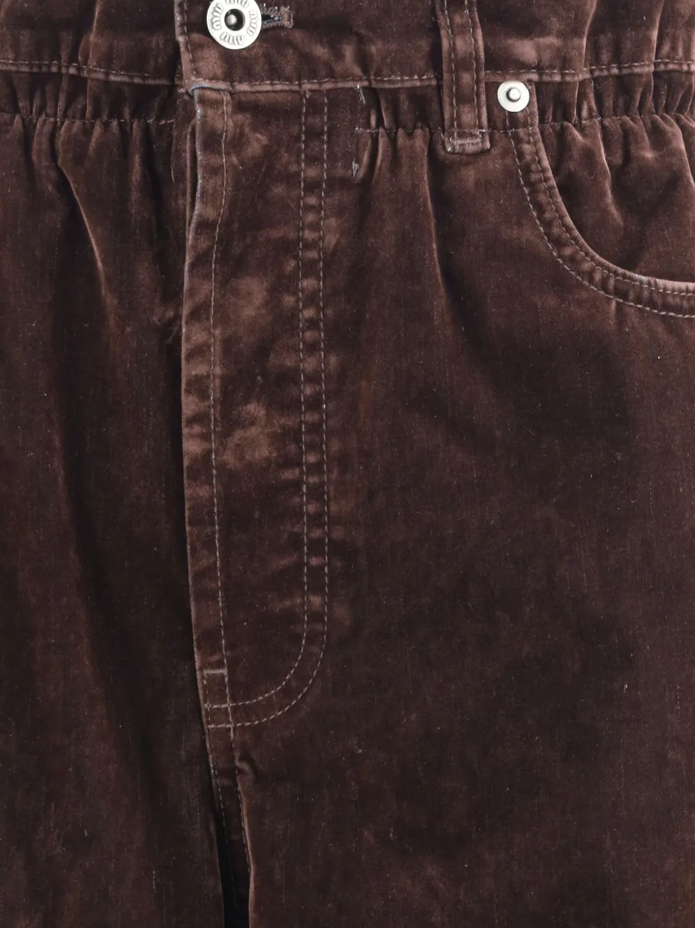 Miu Fluwelen broek met elastische taille Bruin