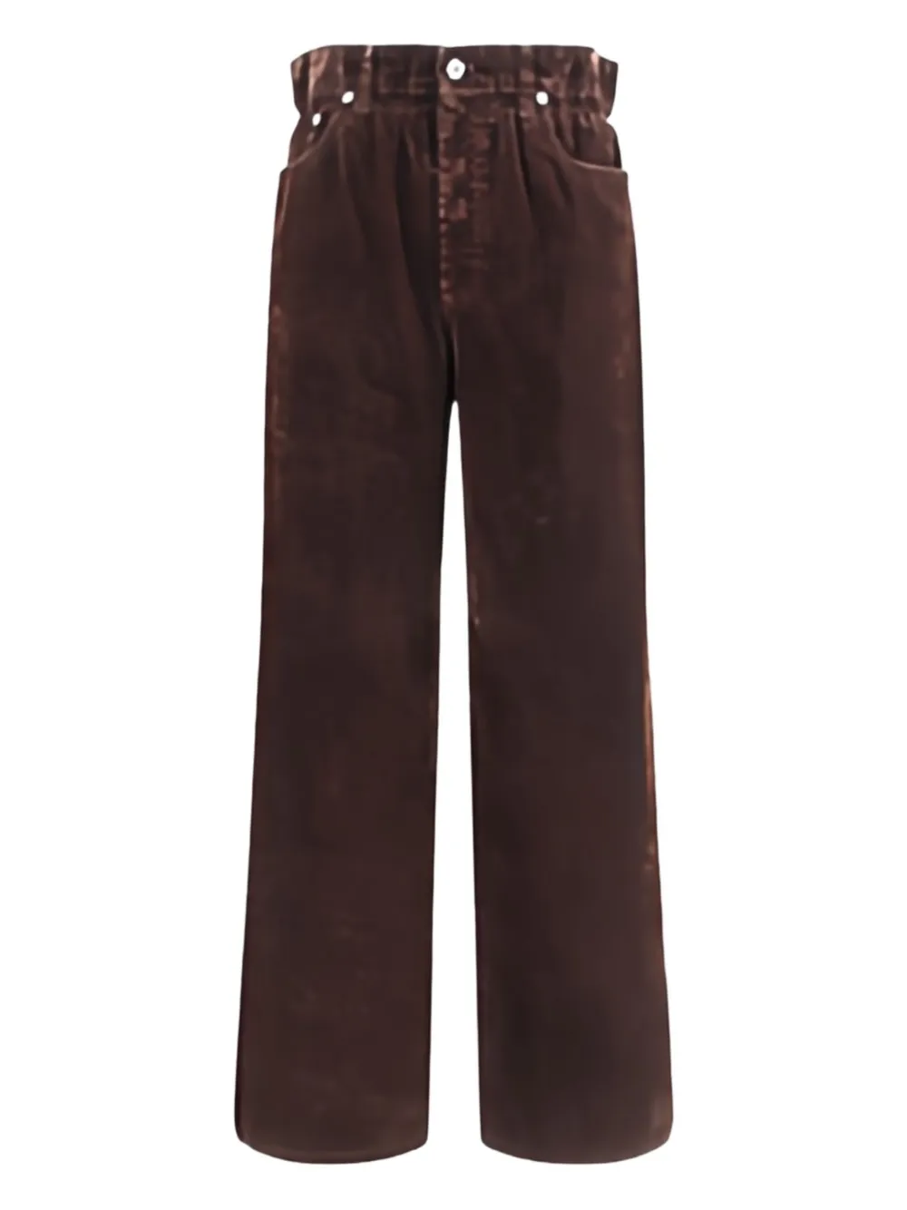 Miu Fluwelen broek met elastische taille Bruin