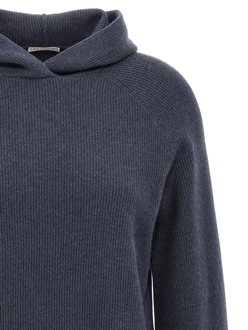 Brunello Cucinelli Geribbelde trui met capuchon Blauw