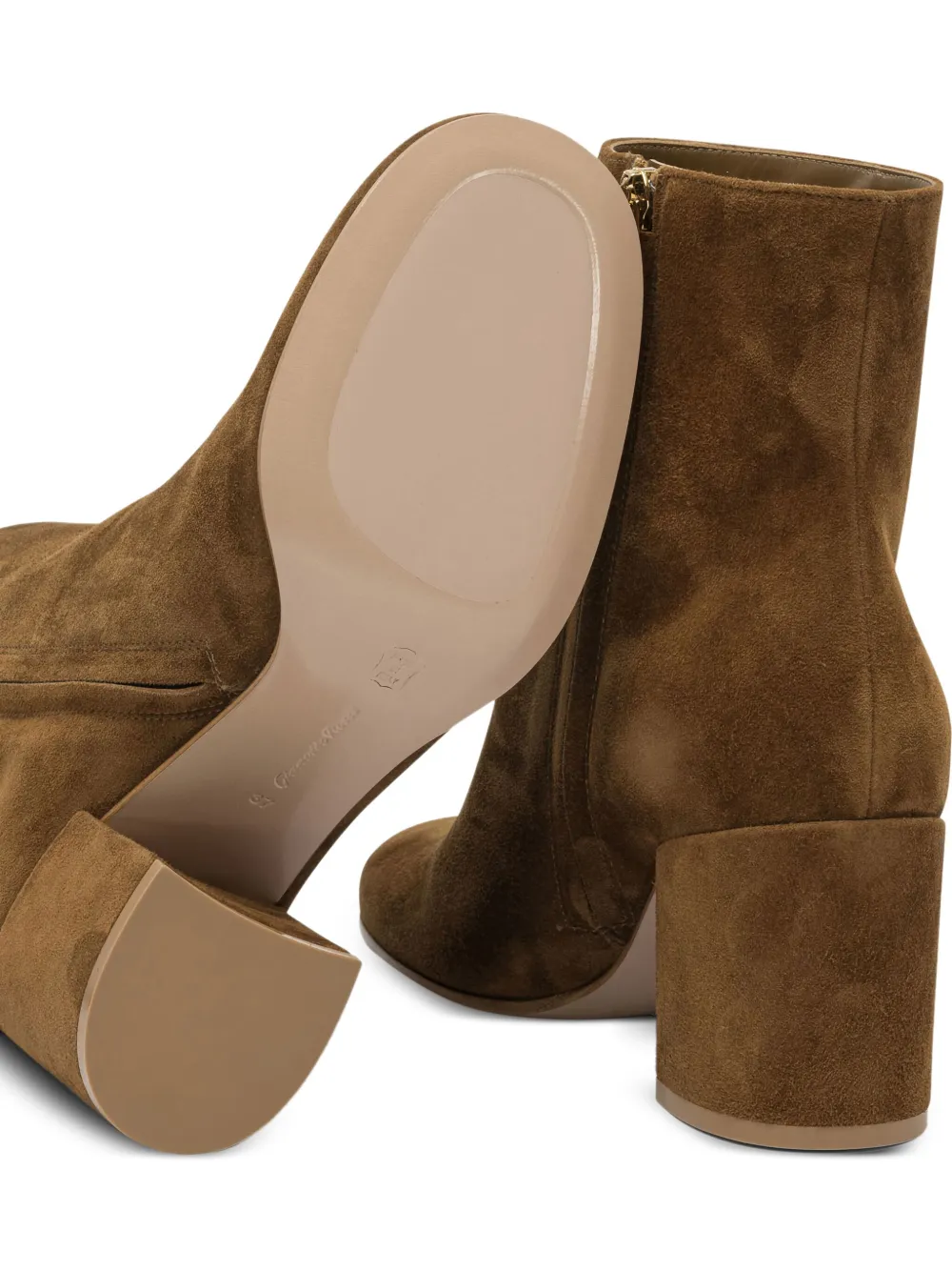 Gianvito Rossi block-heel suede boots Brown