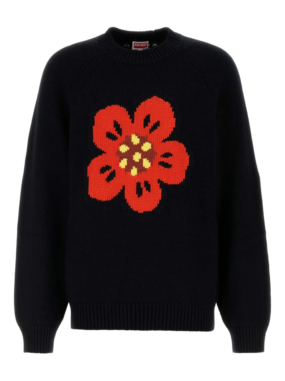 Kenzo flower-embroidered cotton sweater Zwart
